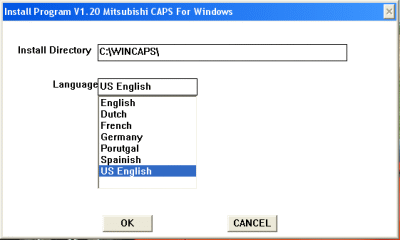 CAPS install dialog