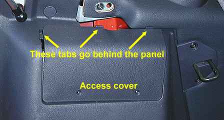 Small access cover near front of left side panel
