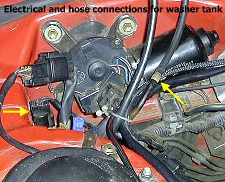 Washer hose and electrical connector connected